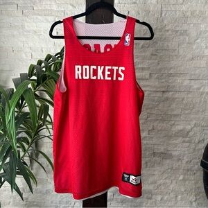NBA “Rockets” Reversible “Coach” Mesh Alleson Basketball Jersey Red White Size L